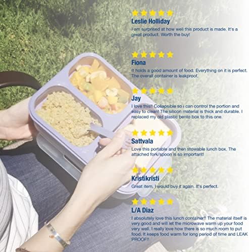 Çocuklar ve Yetişkinler için Bento Kutusu Silikon Öğle Yemeği Tupperware Konteyner-En Sevdiğiniz Yemekleri Paketleyin-Hava Geçirmez