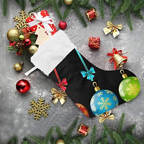 YUEND Noel Stocking Kitleri ile Beyaz Peluş Trim 1 Parça için Aile Tatil Noel Parti Süslemeleri Merry Christmas Renk Kar Tanesi