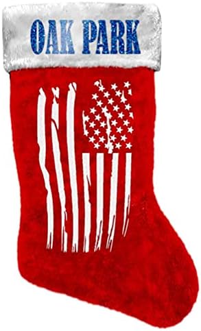 Fefetastic Oak Park Amerikan Bayrağı Noel Çorap Yurtsever Kırmızı Faux Kürk