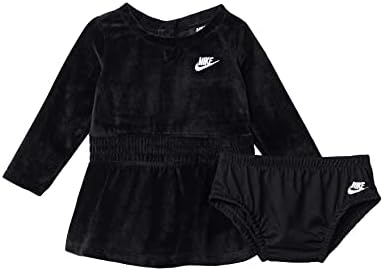 Nike Bebek Kız Kadife Uzun Kollu Elbise ve Bebek Bezi 2 Parça Set