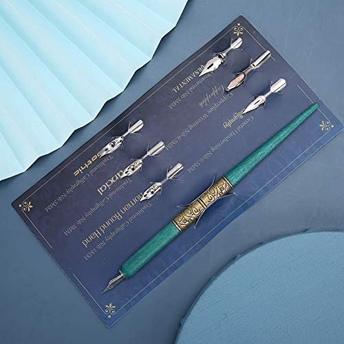 Dip Kalem, Ahşap Metal Güzel Kaligrafi Kalem Seti, Sorunsuz Okul Malzemeleri Çizim için Hediye Veren(Mavi)