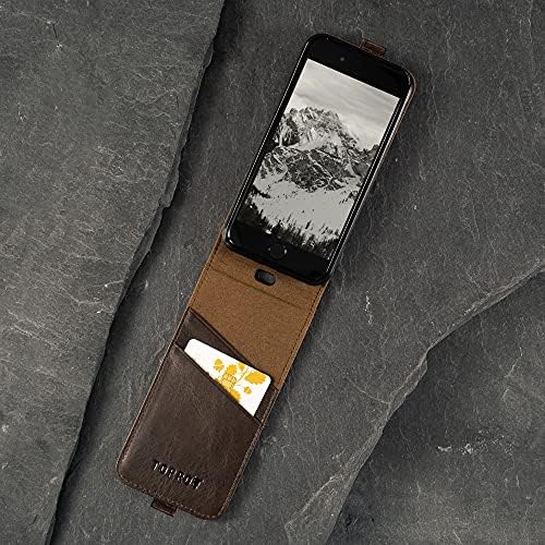 TORRO Cep Telefonu Kılıfı Apple iPhone SE ile Uyumlu (2020) ve iPhone 8/7 Hakiki Kaliteli Deri Dikey Çevir Kapak ile [Kart Yuvaları]