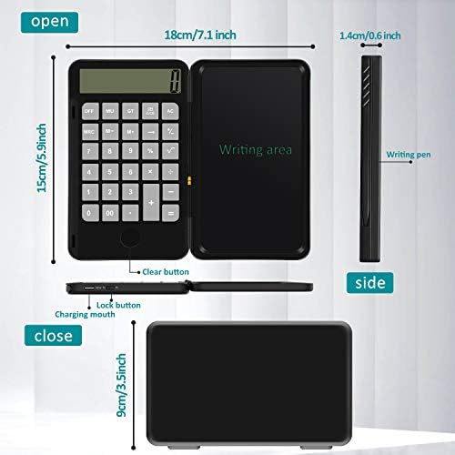 NEWYES Hesap Makinesi Not Defteri, 6.5 inç LCD Yazma Tabletli Hesap Makinesi (Şarj Edilebilir Stil)