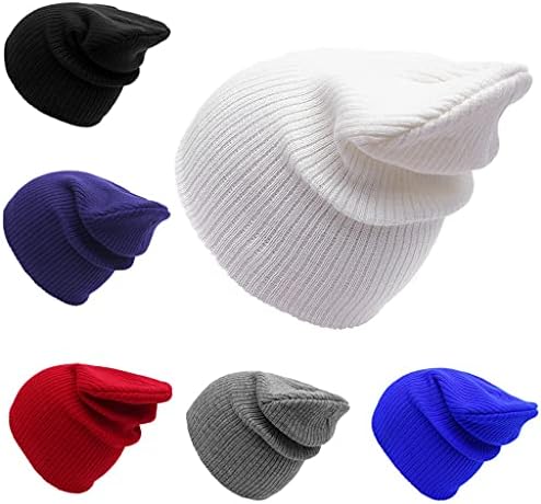CDQYA 2 Parça ıçin Kış Şapka Kadın Erkek Beanies Örme Şapka Sıcak Yün Sonbahar Bere Kapaklar Rahat Kap (Renk: D, Boyutu: 2819
