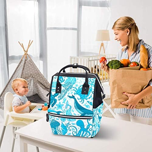 Mavi sualtı deniz yaşamı sınırsız arka plan bebek bezi çantası omuz sırt çantası değişen çanta
