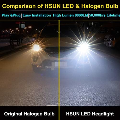 HSUN P13W LED Far Sis Ampul All in One Dönüşüm Kiti 8000LM Son Derece Süper Parlak 2 Paket 6500 K Beyaz