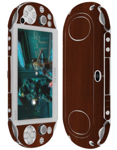 Skinomi Koyu Ahşap Tam Vücut Cilt Sony PS Vita ile Uyumlu (PCH-2000)(Tam Kapsama) TechSkin ile Anti-Kabarcık Temizle Film Ekran