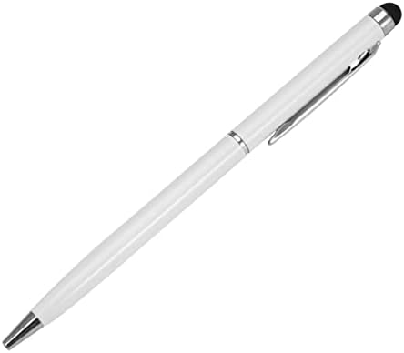 BigBigHundred 2 in 1 Evrensel Paslanmaz Çelik Kapasitif Kristal Dokunmatik Ekran Kalemi ve Tükenmez Kalem Tablet Pc Telefon için-Beyaz