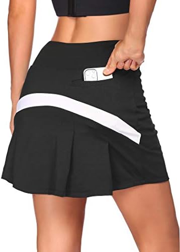 COOrun Pilili Tenis Etek Kadınlar için Yüksek Belli Golf Skorts Cepler ile Activewear