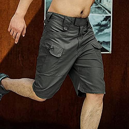 LBJTAKDP erkek Kargo Şort Sıkı Taktik Şort Elastik Bel Diz Altı kapri pantolonlar ile Çok Cep Gevşek Fit