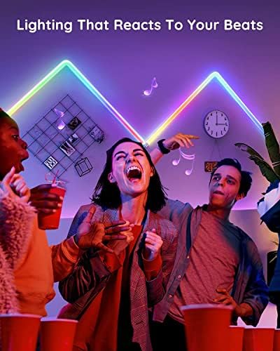 Govee Glide RGBIC Akıllı Duvar Lambası, Çok Renkli Özelleştirilebilir, Müzik Senkronizasyonu Ev Dekorasyonu 40+ Dinamik Sahne,