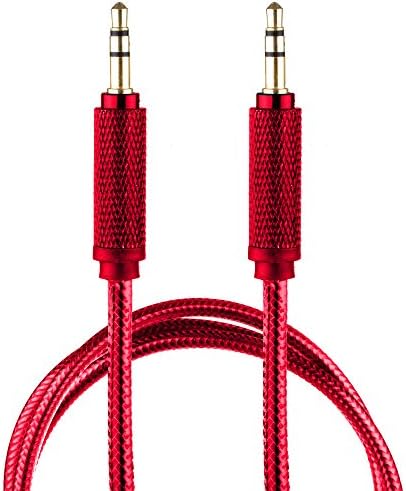 Lilware Örgülü Naylon Şeffaf PVC Ceket 1M Aux Ses Kablosu 3.5 mm Jack Multimedya Cihazları için Erkek-Erkek Kablosu-Kırmızı