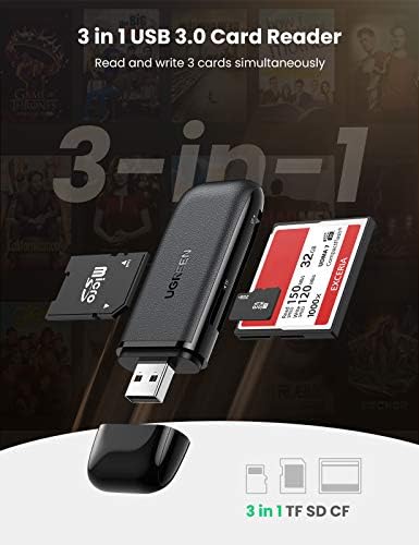 UGREEN SD kart Okuyucu 3 in 1 USB 3.0 SD TF CF Kart Adaptörü için SDXC, SDHC, SD, MMC, RS-MMC, mikro SDXC, Mikro SD, Mikro SDHC,