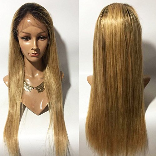 Fantezi Güzellik Saç Ombre Bal Sarışın Renk 1B 27 180 Yoğunluk Tutkalsız tam sırma insan saçı peruk Brezilyalı Düz Koyu Kökleri