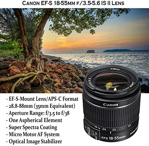 Canon EOS Rebel T7 DSLR Fotoğraf Makinesi w / EF-S 18-55mm f / 3.5-5.6 ıs II Lens + Geniş Açı ve Telefoto Lensler + Taşınabilir
