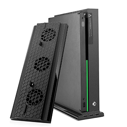 Xbox One X için Soğutma Fanlı TNP Dikey Stant, 3 Yüksek Hızlı Fanlı USB Destekli Hız Ayarlı Soğutucu Sistemi, 3 Şarj / Veri Senkronizasyonu