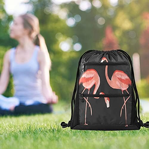 Flamingo baskı ipli çanta sırt çantası hafif spor Sackpack sırt çantası okul seyahat alışveriş spor için