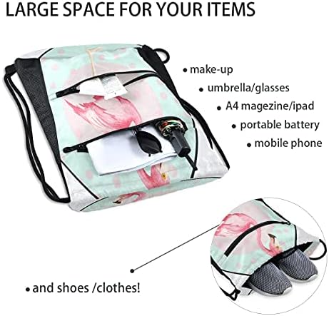 Flamingo baskı ipli çanta sırt çantası hafif spor Sackpack sırt çantası okul seyahat alışveriş spor için