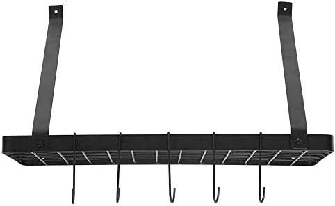 Asılı tava rafı-Siyah Metal Asılı tava tencere rafı Duvara Monte 10 Kanca Tutucular Mutfak Depolama Organizatör