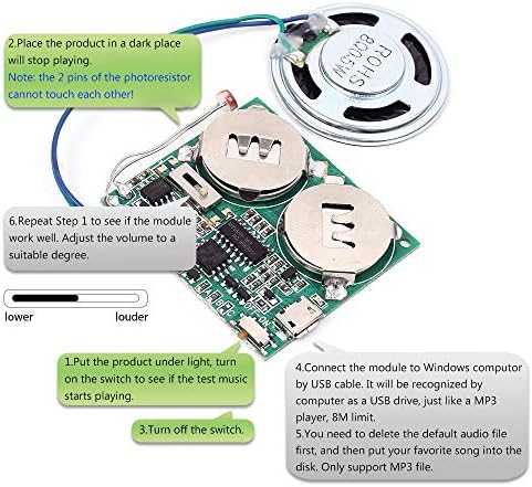 Icstation DIY ışık Sensörü Ses Modülü mikro USB Müzik Çalar Konuşma Tebrik Kartı Yaratıcı Hediyeler 8 M Bellek w/Hoparlör