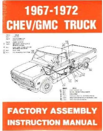 1967 1972 Chevy C / K 10-30 Hafif Kamyon Montaj Kılavuzu Kitap Yeniden Çizimler