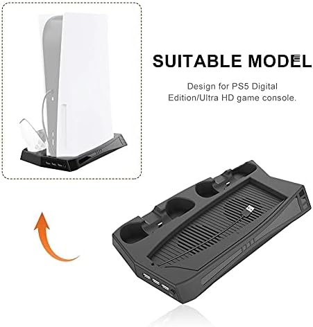 HXHLZY Soğutma Fanı ile şarj Standı 3 USB Hub Şarj Portu Soğutucu Kolu Şarj için PS5 Oyun Aksesuarları