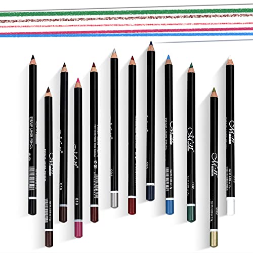12 Renkler Eyeliner Kalem Renkli Set, İnci Eyeliner Kiti Metalik Göz Farı Kalem Mat Glitter Renkli Göz-Liner, Uzun Ömürlü Profesyonel