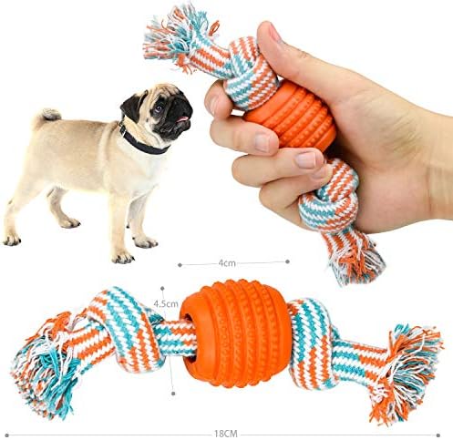 Yavru Diş Çıkarma için Köpek Çiğneme Oyuncakları, Oyun Zamanı ve Diş Temizliği için 6 Paket Köpek İpi Oyuncakları, Lastik Top