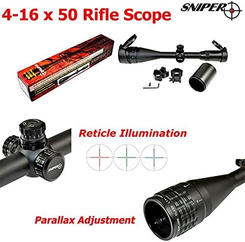 Snıper LT 4-16X50 Avcılık Tüfek Kapsam ile Çok Kaplamalı Lensler, Tri-Renk Işıklı Reticle ve AO Ayarı