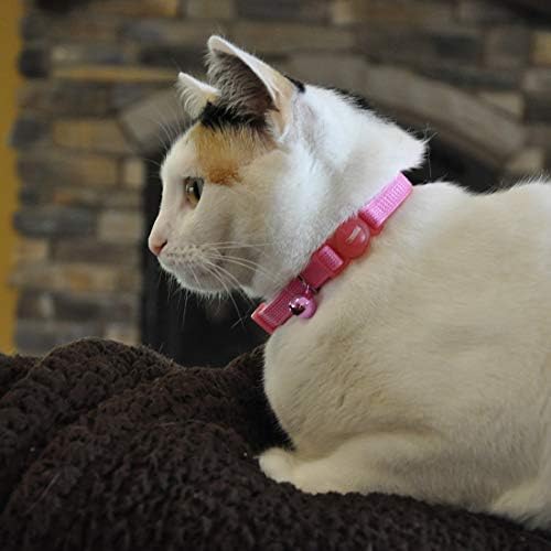 Kıyı Pet Güvenli Kedi Ayarlanabilir Budak Geçirmez Ayrılıkçı Yaka ile Çan, Neon Pembe, çevresi Boyutu 8 için 12