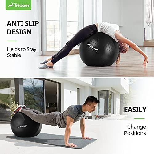 Trideer Egzersiz Topu (45-85 cm) Ekstra Kalın Yoga Topu Sandalye, Anti-Patlama Ağır Stabilite Topu 2200lbs Destekler, Doğum Topu