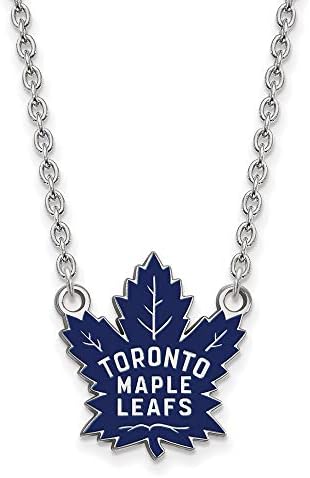 Toronto Maple Leafs Büyük (3/4 İnç) Emaye Kolye w/Kolye (Gümüş)