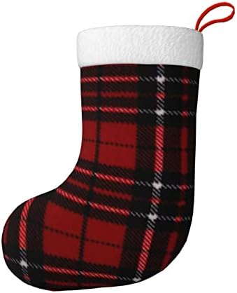 Gubndın Kırmızı ve Siyah Ekose Led Noel Çorap Gece Lambası Süs Örme Dekorasyon hediye keseleri Çocuklar için Parti Aksesuar Kutlamaları