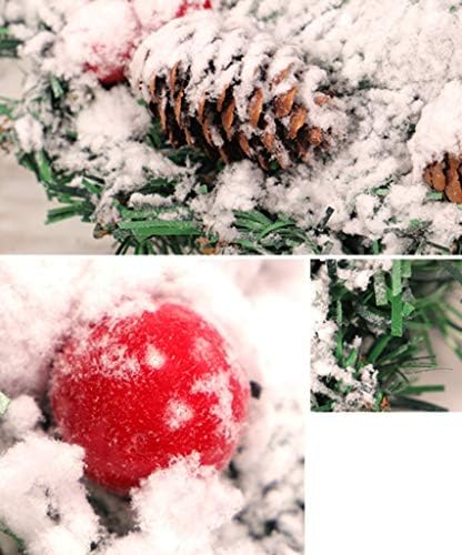HHDT Çelenk, noel 30 CM Akın çam kozalağı Kırmızı Meyve Çelenk Yeni Düşen Kar Kar Yağışı Pencere Kapı Asılı Festivali 40 cm (Boyut: