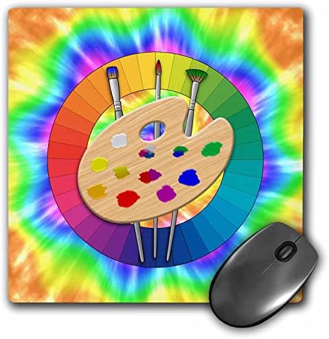 Kravat Üzerinde Fırçalar ile 3dRose Bir Boya Paleti ve Sanatçı Renkli bir Tekerlek. - Fare Altlığı (mp_352665_1)