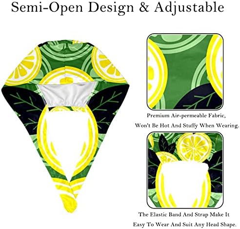 BeCrazier Sarı Limon Desen Ayarlanabilir Kadın Çalışma Düğmeleri ile Caps Tek Beden Herkese Uyar, 2 Packs