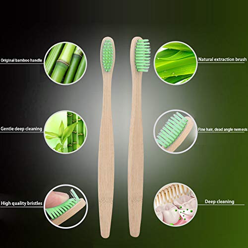 BeautyOL 10 adet Seyahat Bambu Diş Fırçaları, Yumuşak Kıl Ağız Bakımı Diş Fırçası, Biyobozunur Çevre Dostu Vegan Kullanımlık