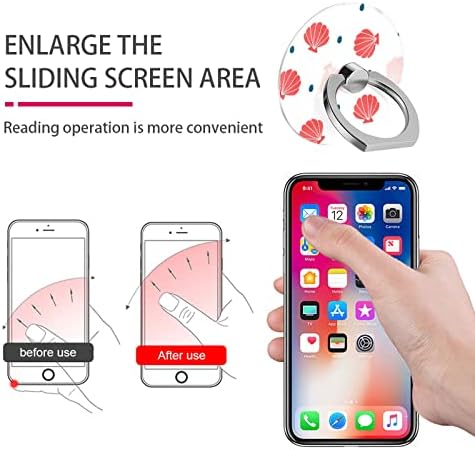 Cep Telefonu Parmak Yüzük Tutucu, Kırmızı Kabuk Desen Parmak Yüzük Standı Kavrama 360°Rotasyon Sağlam ve Şık Döngü Tüm Akıllı