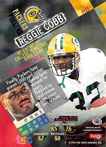 1994 Stadyum Kulübü Süper Takımlar Süper Kase Futbol 338 Reggie Cobb Topps'den Resmi NFL Ticaret Kartı