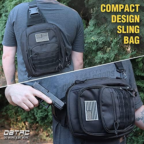 DBTAC Taktik Gizli Taşıma tek kollu çanta ( Siyah) + Taktik Öğle Yemeği Çantası (Kentsel Siyah), ayarlanabilir omuz askısı ile