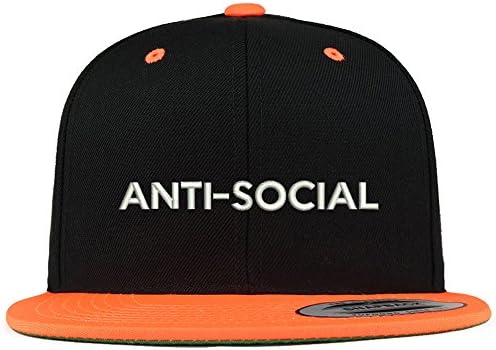 Trendy Giyim Mağazası Anti Sosyal İşlemeli Premium 2 Tonlu Düz Bill Snapback Cap