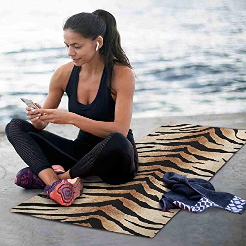 ZZXXB Kaplan Baskı Yoga Mat Katlanabilir Ince Kaymaz Spor Egzersiz Seyahat Yoga Mat Süet Yüzey Taşıma Çantası ile 71 x 26