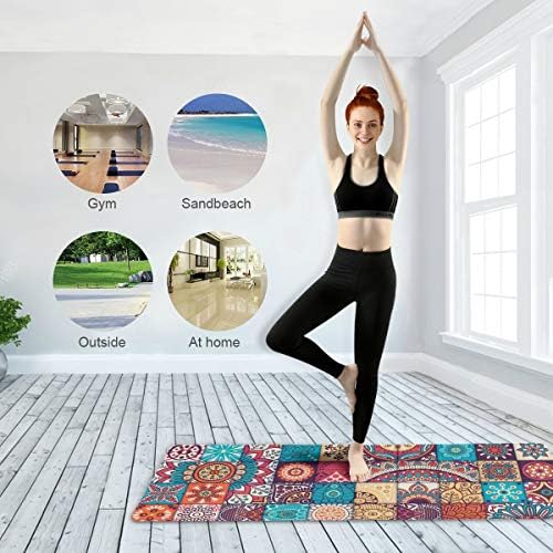 Baofu Bohem Tarzı Kaymaz Yoga Mat Egzersiz Fitness Çevre Dostu Sıcak Mat Uzun TPE Katlanabilir Doğal Toksik Olmayan Pilates Mat