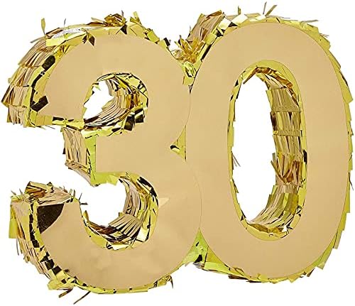 Mini Pinata için 30th Doğum Günü Partisi, Yıldönümü, altın Folyo Numarası 30 (6x6x2 İn)