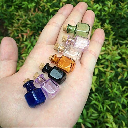 TAİ DİAN Mini Cam Renk Şişeleri Dikdörtgen Sevimli mantarlı şişeler Küçük Şişeler Hediye Küçük Kavanozlar Şişeler Mix 7 Renkler