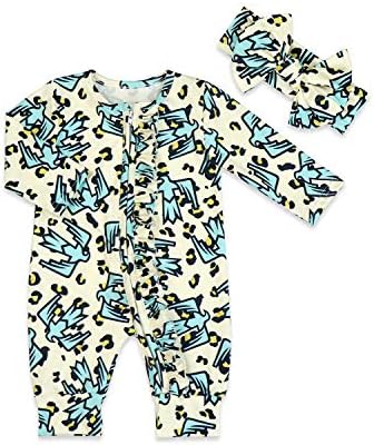 Yeni Doğan Bebek Kız Erkek Footie Romper Baskı Tek Parça Tulum Uyuyan Kafa Giysileri ile,Fermuar Ön Ayaklı Pijama
