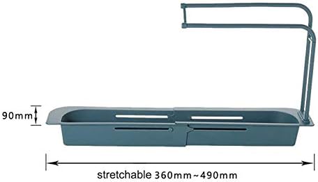 Ayarlanabilir Uzunluk Lavabo Raf Tutucu, genişletilebilir Sünger Sabunluk Süzgeç Lavabo Tepsi için Ev Mutfak(Mavi, 15. 35x10.