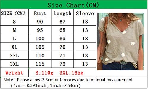 Andongnywell kadın Baskılı T Shirt Kısa Kollu V Boyun Gevşek Rahat Temel Tee Tops yazlık t-Shirt Bluz