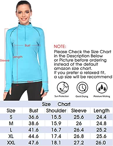 Pinspark kadın Uzun Kollu Atletik Gömlek 1/4 Zip Kazak Koşu Yürüyüş Egzersiz Yoga Tops ile Başparmak Delik S-XXL
