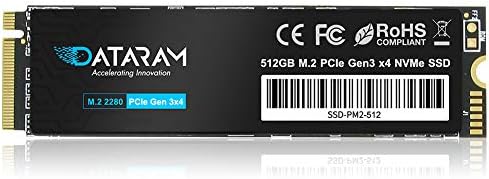 DATARAM Dahili SSD, PCIe NVMe M. 2 2280 Katı Hal Sürücüsü, PCIe Gen3 8 Gb/sn (512 GB)